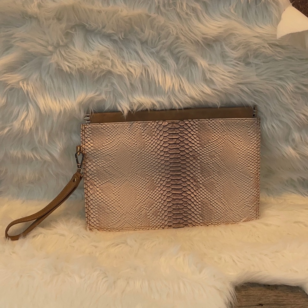 Faux snake skin oversized wristlet